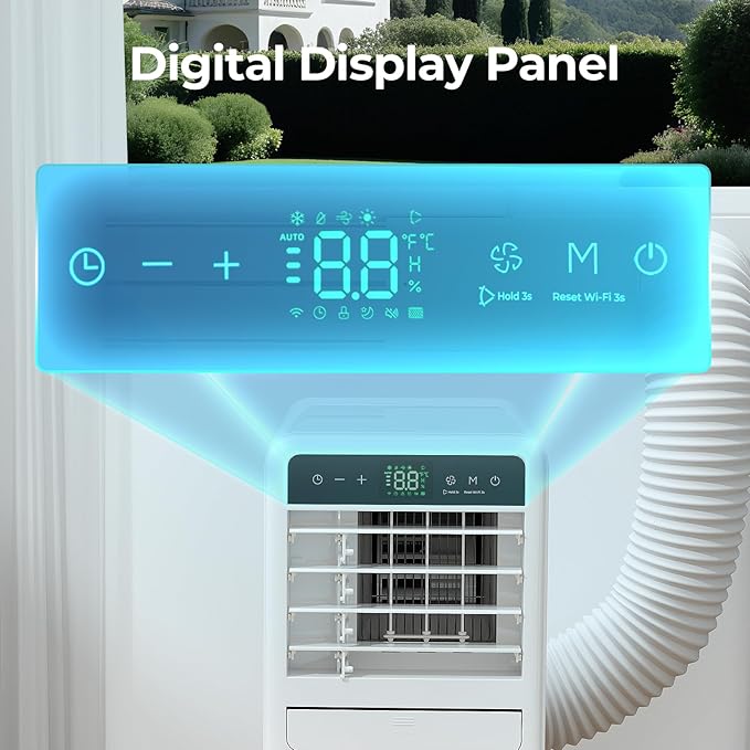 10,000 BTU Portable Air Conditioner, 3-IN-1 Smart AC Unit with Fan/Dehumidifier/Drainage-free Cooling, APP/Voice/Remote/Touch, 47 dB, Sleep Mode, Window Installation Kit, 24H Timer for Home/Office