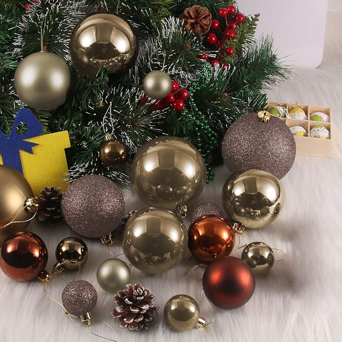 Vintage Copper 3.2" Large Christmas Balls - Christmas Tree Decoration Ornaments Shatterproof Hanging Balls for Birthday Halloween Holiday Wedding Decorations Set of 10pcs