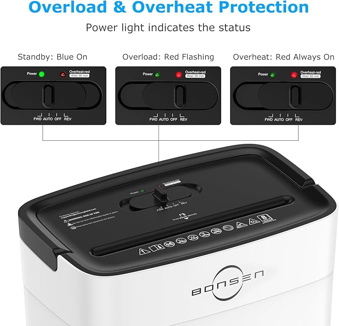 BONSEN Shredders for Home Office, 8-Sheet Cross Cut Credit Card Shredder, Small Paper Shredder for Home Use with 4 Gal Bin, P-4 High Security Level, White (S3101-W)