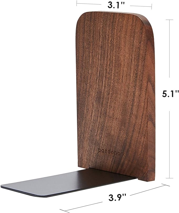 Pandapark Wood,Non-Skid Bookend for Shelves,Heavy Duty,Book Stand for CDs,1 Pair