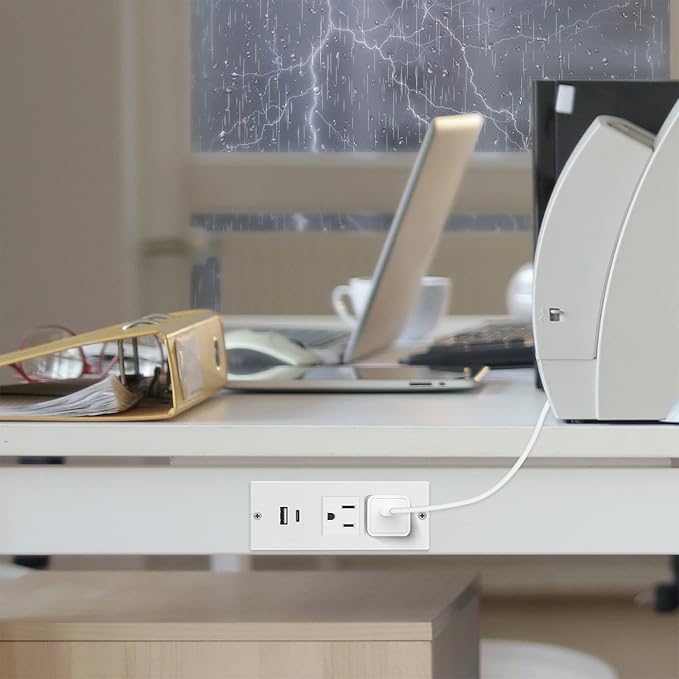 Conference Recessed Power Strip USB C PD 20W Fast Charging,Furniture Recessed Outlet,2 Outlets,2 USB Ports Table Power Strip,Flush Mount Power Strip for Side Table,6ft Cord,Flat Plug