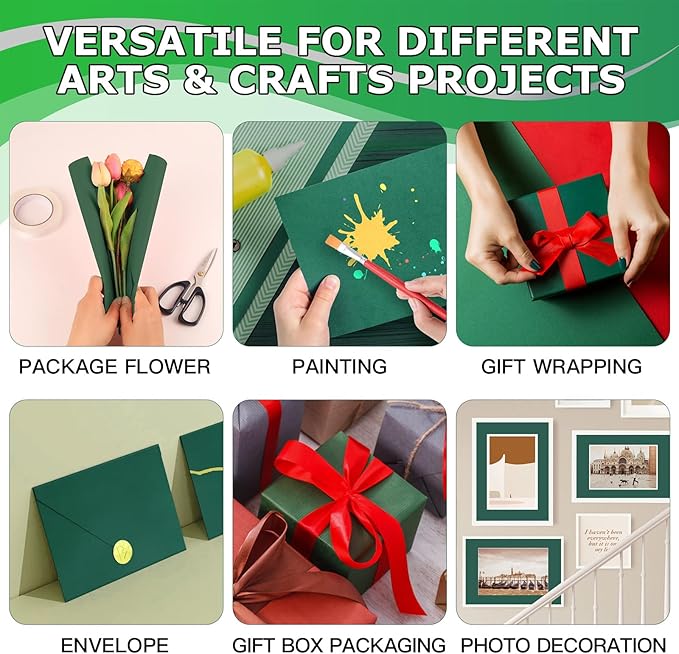 Vanhench 48" x 2400" (200') Green Wrapping Paper, Solid Color Kraft Art Paper for Gift Wrap Bulletin Board, School Supplies for Kids, Classroom Must Have, Arts & Crafts Supplies