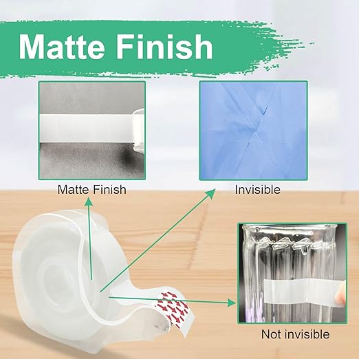 Tape, Invisible Tape for Gift Wrapping, 6 Rolls+6 Refillable Dispensers, Matte Finish, Writable, 3/4″x 650″, Clear Tapes for Christmas Wrapping Paper, Office&School Supplies