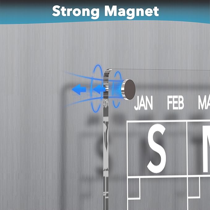 4Pcs Acrylic Magnetic Dry Erase Board Calendar for Fridge, Clear Monthly Weekly Daily Meal Menu Planner Whiteboard for Refrigerator, Notepad Memo White Board, w/ 8 Colors Markers, 15"x11"