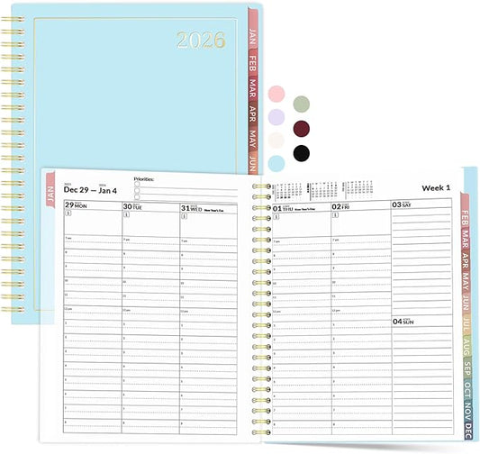 Appointment Book 2026 Planner, Forvencer Daily Weekly & Monthly Calendar Planner (Jan 2026-Dec 2026), 6" x 8", Hourly Agenda Book with 30 Minute Increments, Flexible Cover Planning with Inner Pocket, Organizer Notebook for Office School Supplies, A5, Blue