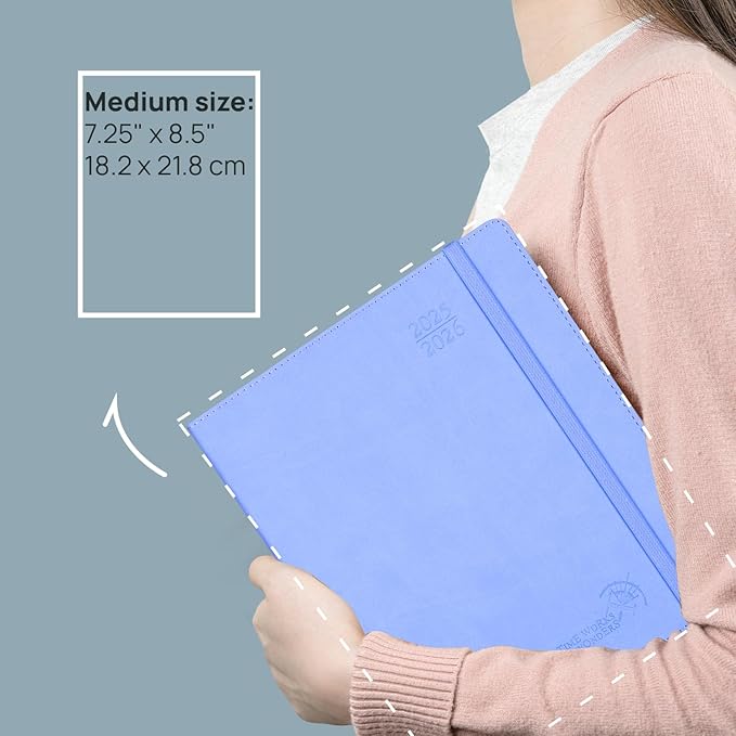 POPRUN Weekly Planner 2025-2026, 7.25'' x 8.5'', 15-Minute Hourly Appointment Book (July 2025-June 2026) with PU Leather Softcover, Monthly Tabs, Inner Pocket - Midnight Green