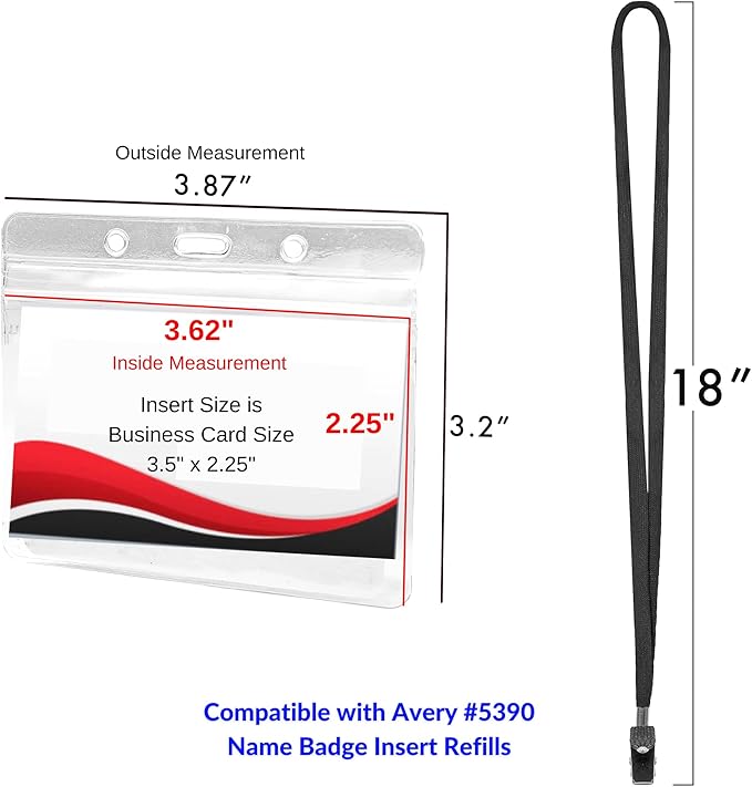 SEE-IT! 330 pcs Make 110 Name Tag Holders with Lanyards and White Insert Cards, Quick Load No Zipper Badge Protector ID Holder Heavy Duty Reusable Business School Church Conference