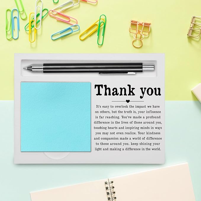 Thank You Sticky Note Holder, Thank You Appreciation Gifts for Leader Boss Women Best Mom Mentor Coach Manager Coworker Teacher Self-Stick Note Pad Holders YBB01