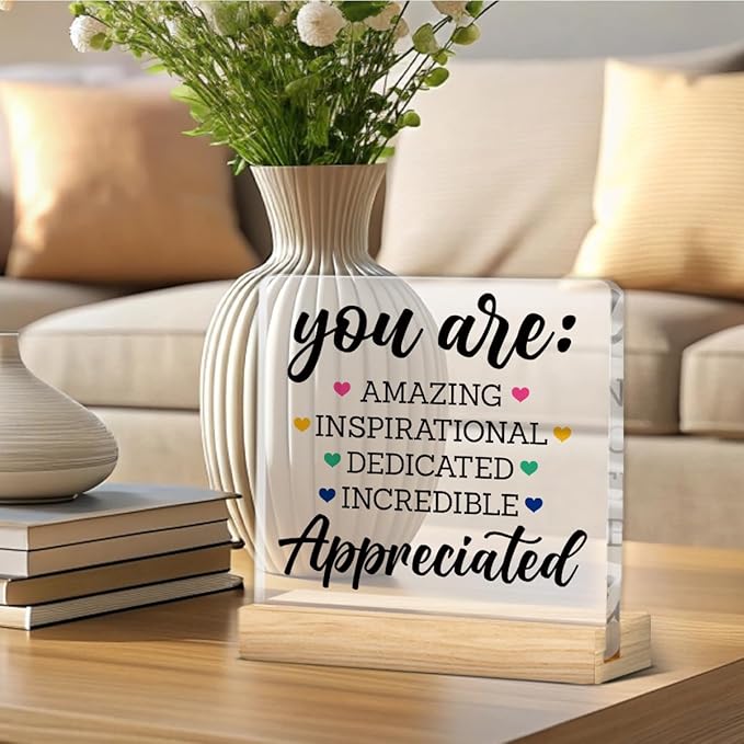 Appreciation Gifts for Men Women, Thank You Gifts for Mentor Leader Coach Boss Colleague, Acrylic Desk Sign Decor