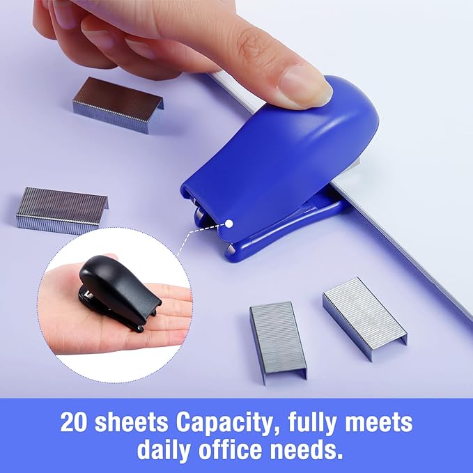 9 Pieces Mini Stapler with Staples,Small Stapler with 4320 Standard Staples,20 Sheet Capacity Office Desktop Staplers,Portable Compact Staplers for Office Student Home(Blue, White, Black)
