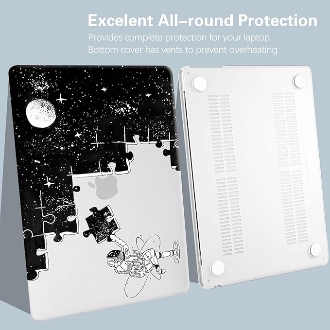KEROM Compatible for MacBook Pro 14 Inch Case 2025-2021 M4 M3 M2 M1 Pro/Max Chip A3112 A3185 A3401 A2918 A2992 A2779 A2442, Cute Aesthetic Plastic Hard Shell & Keyboard Cover, Space Puzzle