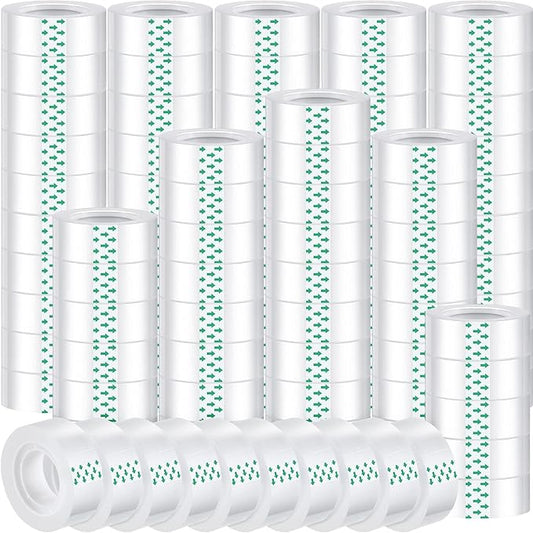 Pasimy 96 Rolls Clear Tape Bulk Strong Sticky Transparent Tape Refills for Dispenser, Office, Home, School, Wall, Carpet, 3/4 x 1000 Inches(Green)