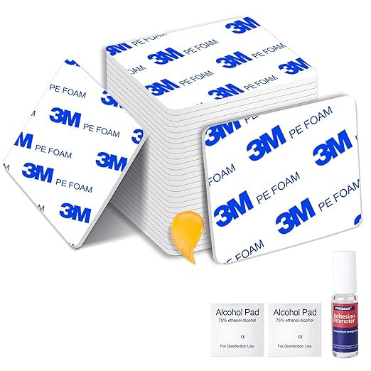 32 Pcs Large Double Sided Adhesive Tape Squares Heavy Duty, Made of 3M PE, Strong Sticky Pads Waterproof Heat Resistant, Extreme Mounting Foam Tape, Car Home Outdoor Use, 1.69x2.15 Inch
