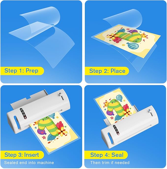 KTRIO 100 Pack Thermal Laminating Sheets 5 Mil, Hold 5 x 7 inch Photo Laminate Pouches for Laminator, Clear Lamination Paper Protection 5.3 x 7.4 inch, Round Corner, Home & Office