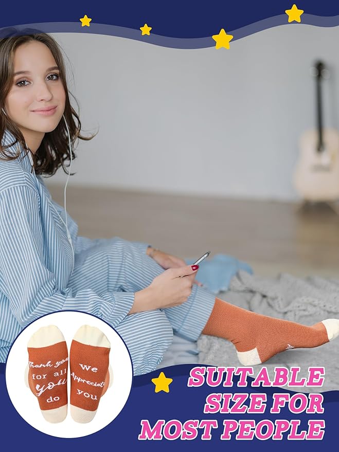 24 Pcs Employee Appreciation Gifts Thank You for All You Do Socks Stainless Steel Keychains for Staff Coworker Team