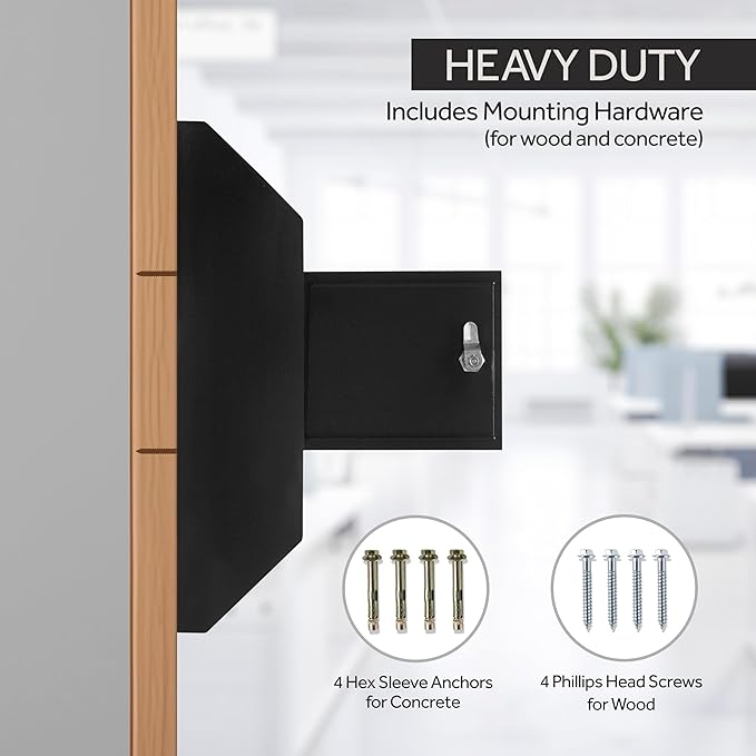 Drop Box Deposit Safe 10 x 4 x 16” Heavy Duty Steel with Slim Profile Wall Mailbox with Wide Deposit Slot for Letters, Documents Checks and Cash for Home, Office & Commercial (W300) (Black)