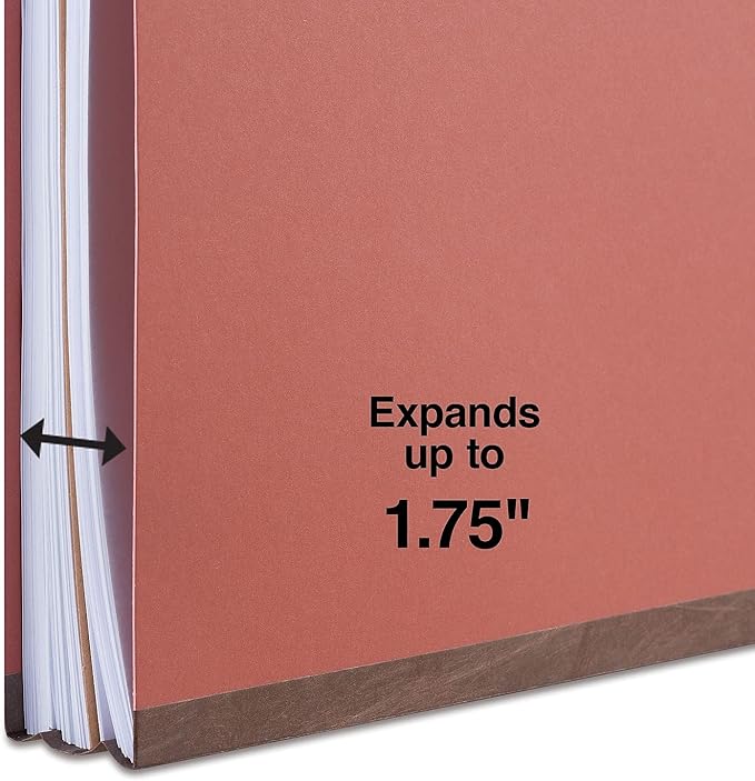 Staples Colored Pressboard Classification Folders, Letter, 1 Partition, Red, 20/Pack