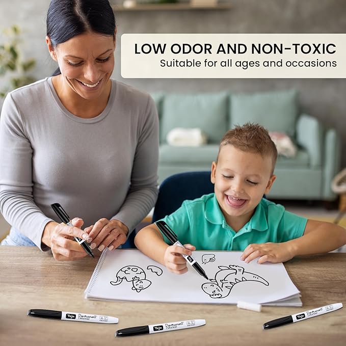 Permanent Markers Fine Tip, 96 Pack Black Quick-Drying and Fade-Resistant Permanent Markers Bulk Set for Writing and Drawing on Wood, Plastic, Metal, Glass, Stone, Ideal for Office School Supplies