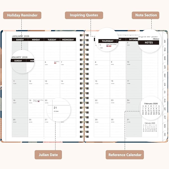 2026 Planner, Weekly and Monthly Calendar Academic Planner, Jan 2026 - Dec 2026, Planning Agenda Book for Desk Accessories and School Supplies - A5 (6.3'' x 8.5'')