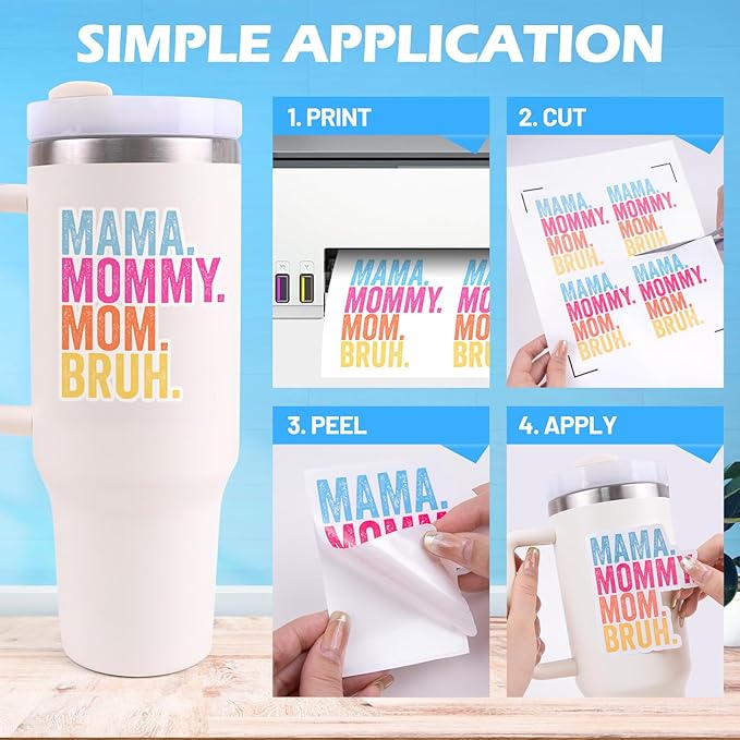 TECKWRAP Printable Vinyl Sticker Paper for Inkjet Printer, Glossy Inkjet Printable Vinyl, 8.26" x 11.69" A4 56 Sheets/Pack Printing Paper for Craft Scrap-Booking, Stickers, Labels