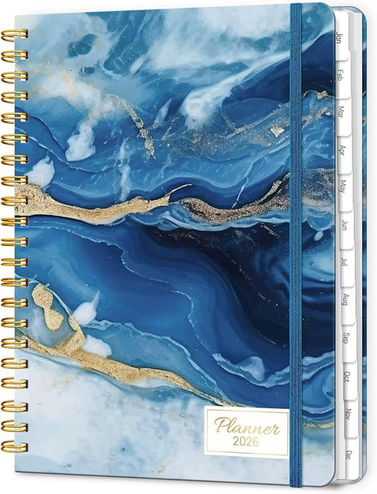 2026 Planner, A5 Weekly and Monthly Planners with Tabs, Spiral Bound Daily Calendar 2026 Planner, Agenda Organizers from Jan. to Dec., Hardcover Habit Tracker Journal 6.18" x 8.5"(Dark Blue)