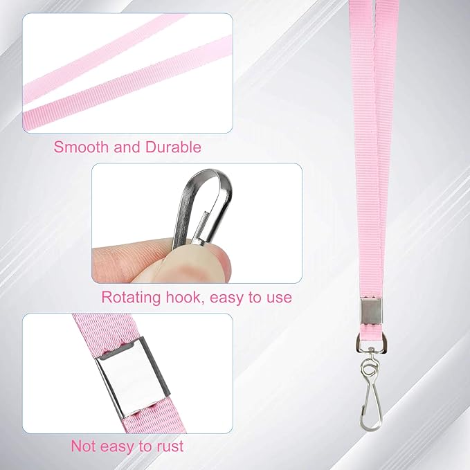 Bulk Lanyards Lanyards for ID Badges,Lanyards with Swivel Hook Clips for Name Tag Lanyard ID Holder (Pink, 100 packs)