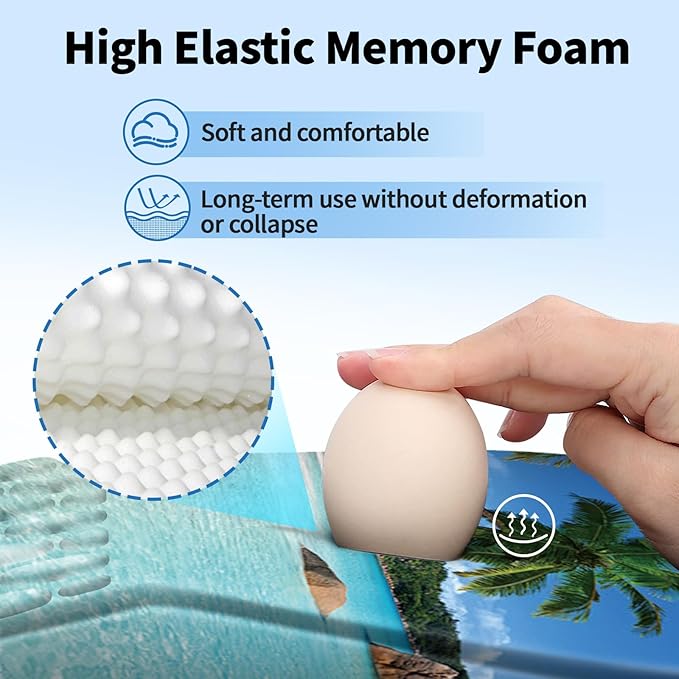 YIWEI Ergonomic Mouse Pad with Wrist Rest Support, Mousepad with Comfortable Memory Foam Wrist Rest and Non-Slip PU Base for Pain Relief, Computer, Laptop, Office, Home (Beach)