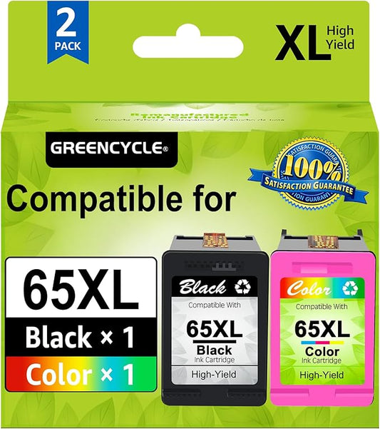 65XL Ink Cartridge Replacement for HP 65 XL N9K04AN Compatible with Envy 5055 5052 5058 Deskjet 2655 2652 2622 3720 3730 3752 3758 All-in-One Printer