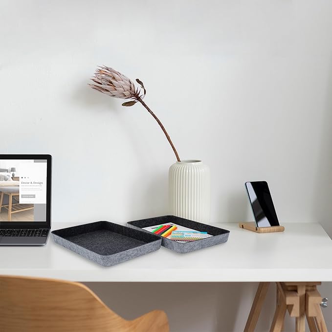 Welaxy 2-piece Office desk drawer organizer tray letter-size documents paper book file Folder Holder storage bins ( Charcoal )