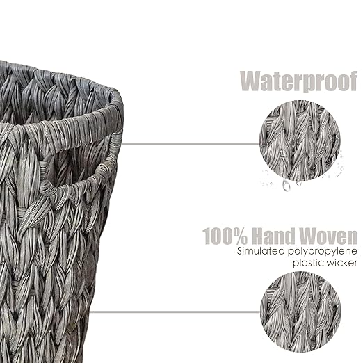 PINXIURY Wicker Trash Can,Watse Basket, Woven Bathroom Trash Can with Handles, Waste Paper Basket, Trash Cans for Bedroom,Decorative Boho Trash Can, 19 Liters/5 Gallons