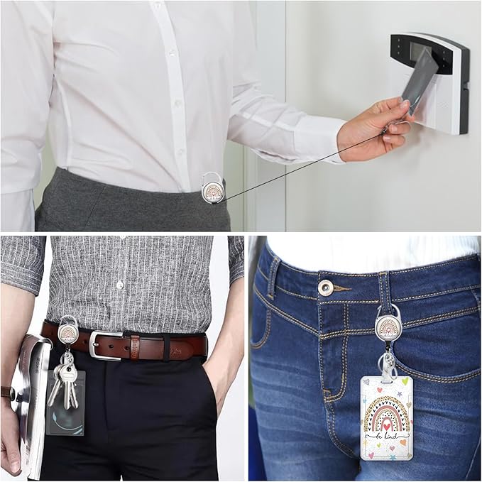 Gctriki Retractable ID Badge Holder with Lanyard - Teacher Appreciation Gifts, Cute Badge Reel Clip & Keychain for School Staff, Women Teacher Lanyard (ID Card Holder Retractable)