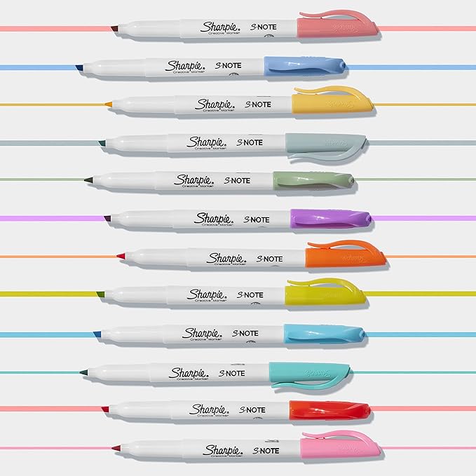 Sharpie S-Note Creative Markers, Pastel Highlighters, Art Marker Set, Assorted Colors, Chisel Tip, 36 Count - Back to School, Colorful Teacher Essentials, Bullet Journaling, Fun Office Supplies