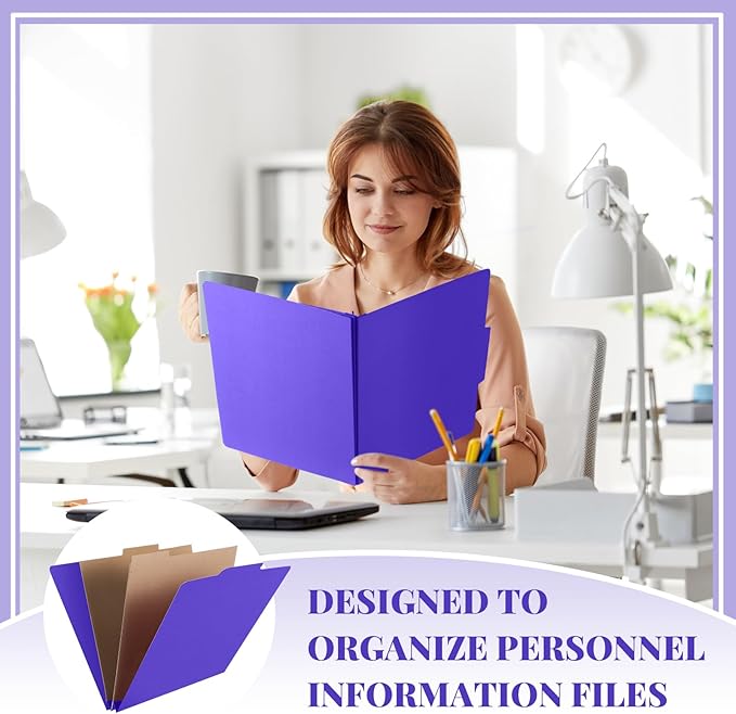 Skyygemm 36 Pcs Classification Folders Letter Size, 2 Pocket Dividers Pressboard File Folder with Fasteners, Expanding File Organizer Bulk for Teachers, Clergy, Office, Church, Christmas (Purple)