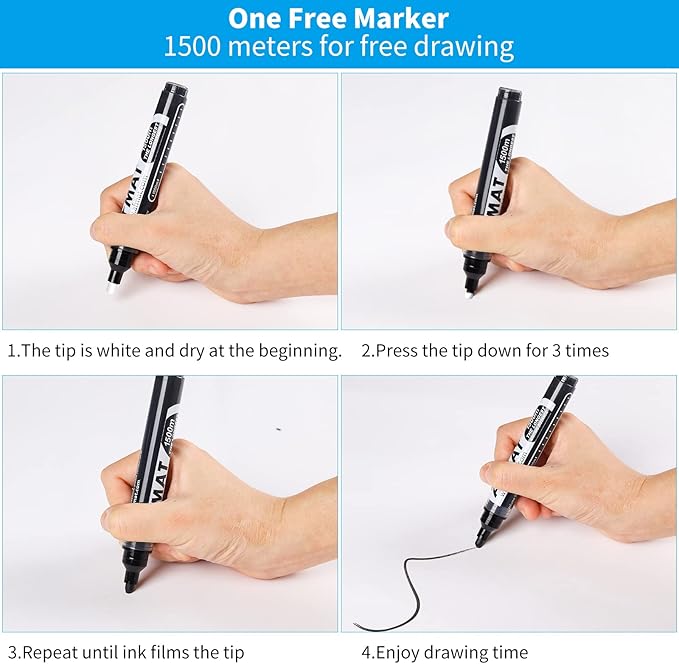 AFMAT Whiteboard Sticker, 17.3" x 78" Dry Erase Contact Paper, Stain-Proof & Super Sticky, No Ghost After 60 Days, Peel and Stick White Board Wallpaper for Home/Office/Classroom, 1 Marker