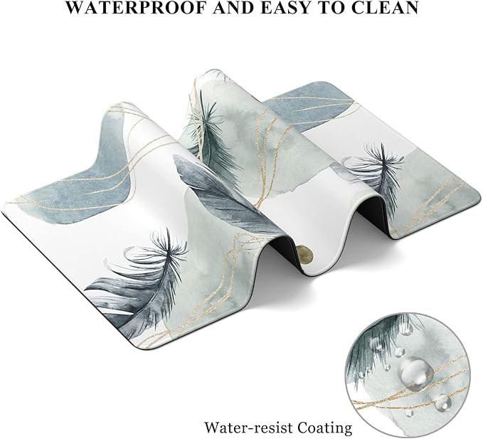 Desk Mat, 32" x 12" XXL Extended Large Gaming Mouse Pad, Desktop Decor Desk Pad, Cute Men Women Office Supplies and Accessories, XL Mouse Mat for Laptop & Keyboard, Minimalism Feather