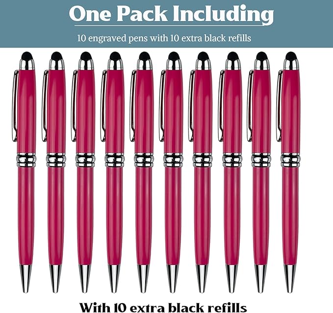 Ancolo Custom Luxury Office BallPens with Stylus Tip Medium Point - Nice writing Pens - Engraved with Your Name Slogan, Perfect for Men and Women Girls boys 10 Pens/Box