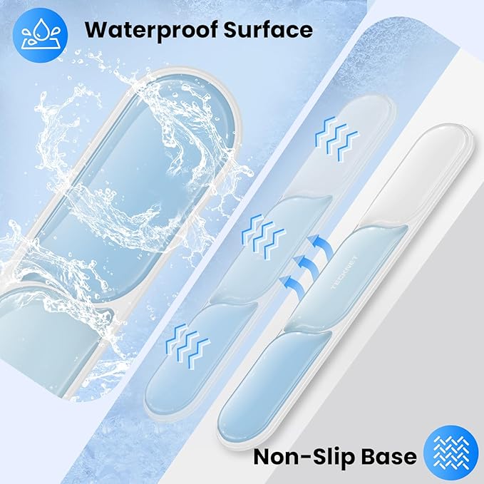 TECKNET Silicone Gel Wrist Rest for Computer Keyboard, Ergonomic Clear Gel Keyboard Wrist Rest Set for Typing Pain Relief, Comfortable Cool-Touch Wrist Support Pad for Office, Gaming, Study, Blue