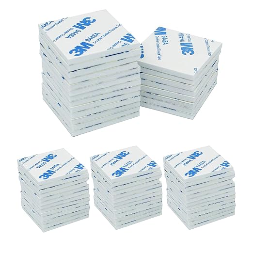 200Pcs 3m Square Double Sided Foam Tape,27x27mm Strong Adhesive Heavy Duty Mounting Stickers for Photo Albums, Hooks, Mirrors, Bookcases.