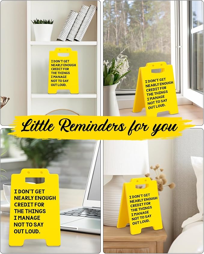 Funny Desk Little Signs - Fun Office Gifts for Coworkers Women Men, Gag Work Gifts, Cubicle Office Decorations for Work, White Elephant Gift