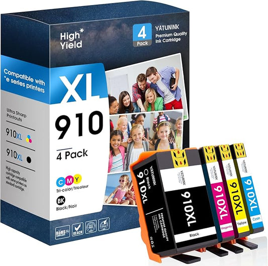 910XL Ink Cartridges Combo Pack Compatible for HP 910 XL Works with HP OfficeJet 8010e 8012e 8014e 8015e 80188022e OfficeJet Pro 8020e 8024e 8025e 8028e 8035e (4Pack)