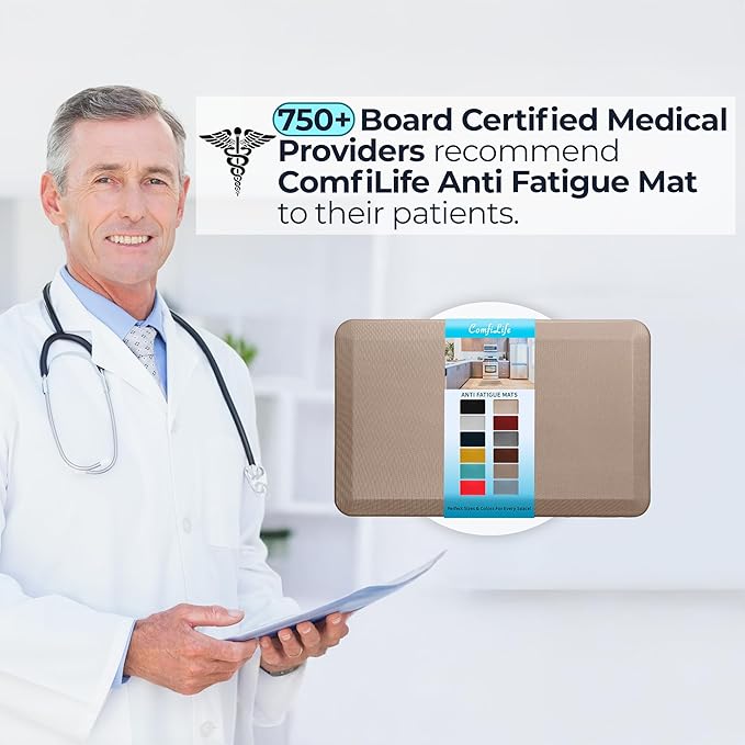 ComfiLife Anti Fatigue Floor Mat – 3/4 Inch Thick Kitchen Mats for Floor, Standing Desk Mat, Kitchen Rug – Comfort at Home, Office – Durable – Stain Resistant – Non-Slip Bottom (20" x 39", Rose Gold)