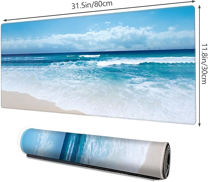 Galdas Gaming Mouse Pad XXL XL Large Long Extended Big Mousepad Non-Slip Rubber Keyboard Mouse Pad with Stitched Edges for Laptop Home Office (31.5x11.8x0.08 Inch) … (Wave 2025)