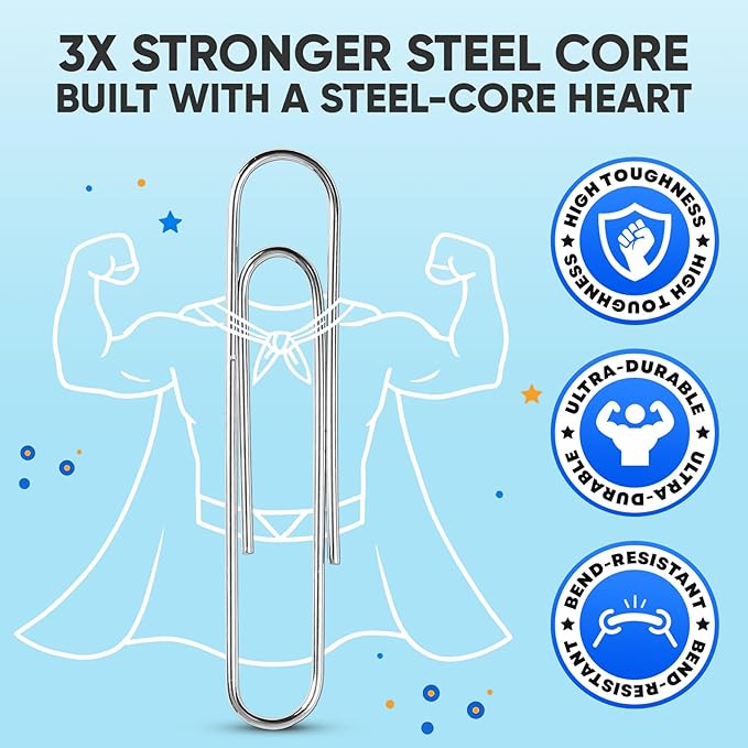 Large Paper Clips, Zomilla 1000pcs 2 Inches Jumbo Paper Clips Silver, Smooth Recyclable Large Paperclips for Office Home School, Stainless Steel Rustproof & Durable Big Paperclip