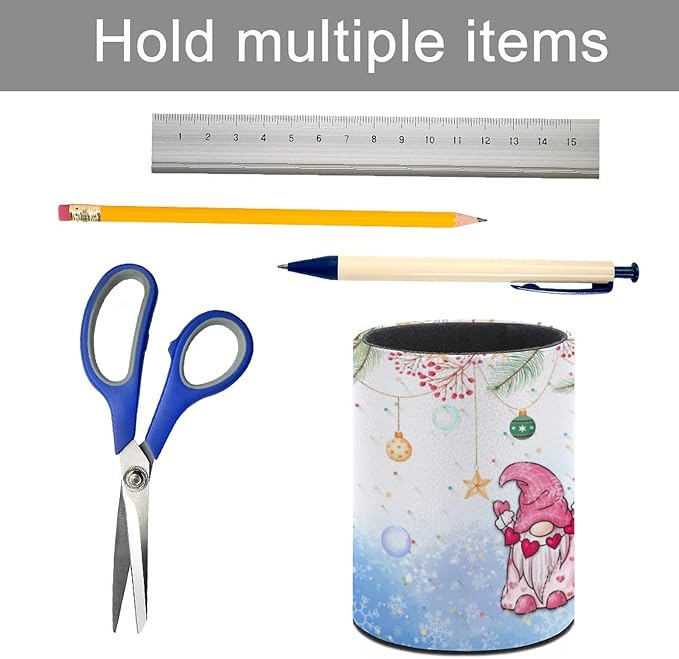 Gnomes Pen Holder Pencil Organizer Cute Pencil Cup Desk Decor Makeup Brush Holder PU Multifunctional Office Suppliesfor Home Classroom School