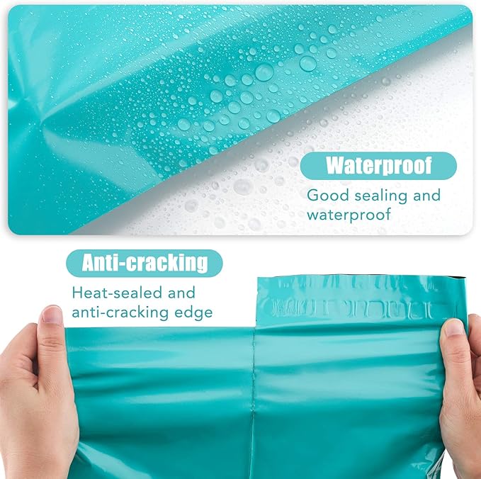 Metronic Poly Mailers 12x15.5 100 Pack Teal, Medium Size Shipping Bags for Clothing, Strong Self-Seal Mailers Poly Bags Shipping Envelopes, Thick Mailing Bags Package Bags bulk for Small Business