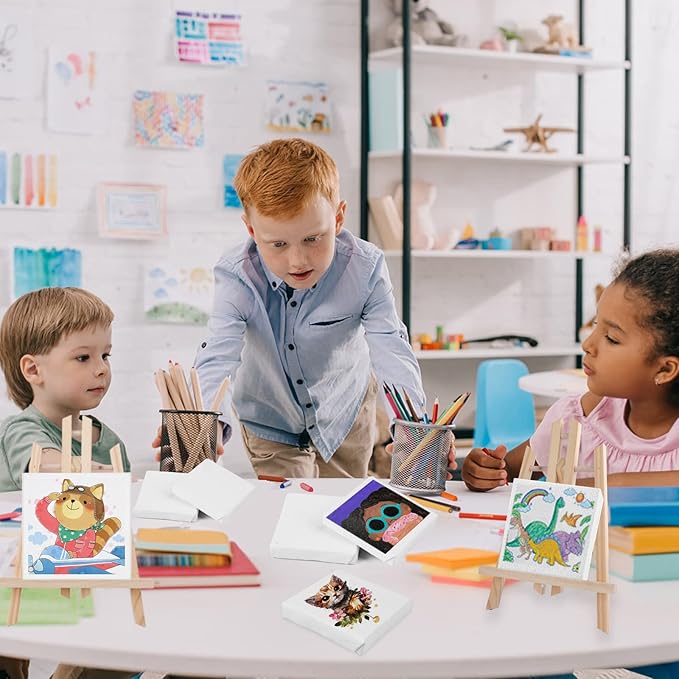 ESRICH Mini Canvas 40Pack 2.4x2.4inch, 2/5''Profile Art Primed Mini Canvases for Painting, Tiny Painting Canvas for Kids and Art Supplies.