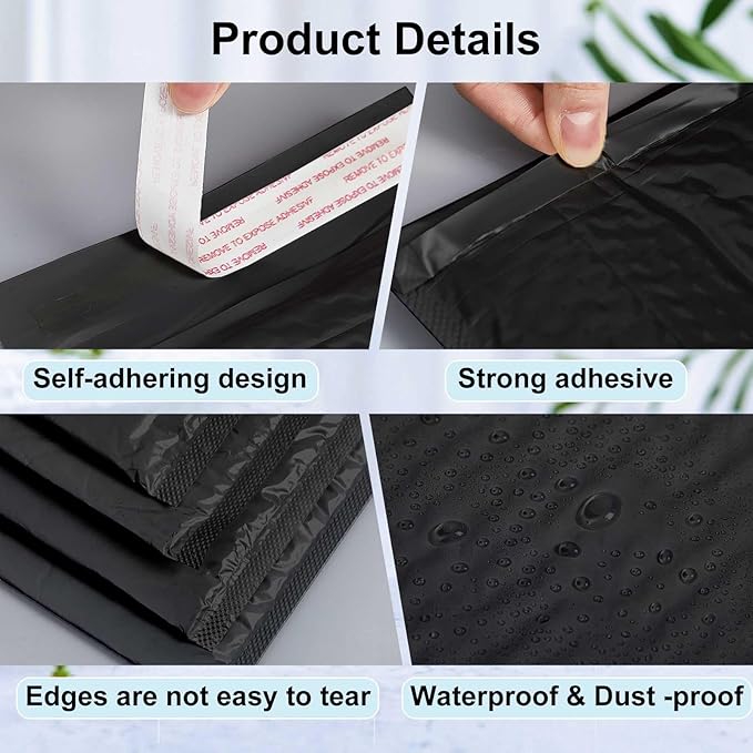 Henoyso 30 Pcs Extra Large Bubble Mailers 10 x 14 Inches Resealable Padded Envelopes Waterproof Shipping Bags Poly Padded Mailers Bulk for Mailing Packaging Small Business(Black)