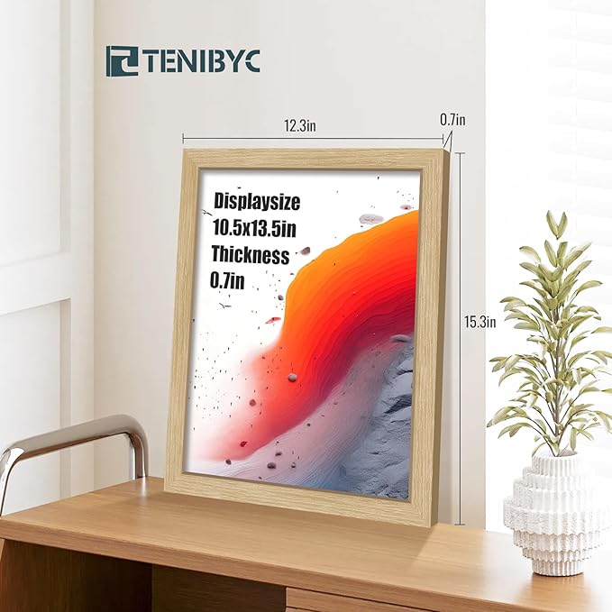 11x14 Picture Frame 3 Pack, Light Oak Photo Frame with HD Tempered Glass, Natural Wood Grain, Table or Wall Display