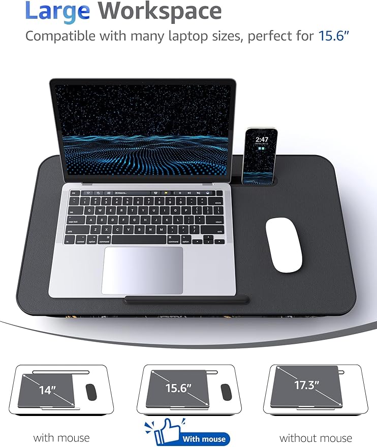 Lap Desk - Portable Laptop Stand & Desk, Fits Up to 17.3 in, Washable Cushion, Built-in Phone Holder & Mouse Pad - Gaming, Eating, Writing, Working on Bed, Couch,Floor - L.DOCTOR(Large, Joysticks)