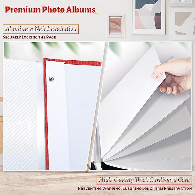 Photo Album Self Adhesive Scrapbook,60 Pages Large Photo Book for 4x6,5x7,8x10 Pictures,DIY Album for Baby Wedding Family Travel Birthday,with Metallic Pen and Scraper